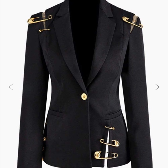 Source Unknown Jackets & Blazers - Black Women's Tailored Blazer with Gold Pin Details